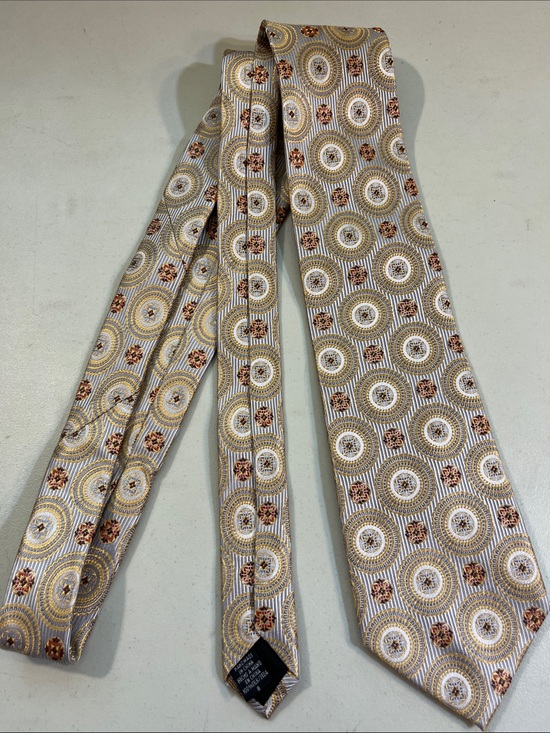 Cm gold Other - Beige and Gold Medallion Pattern Men's Tie